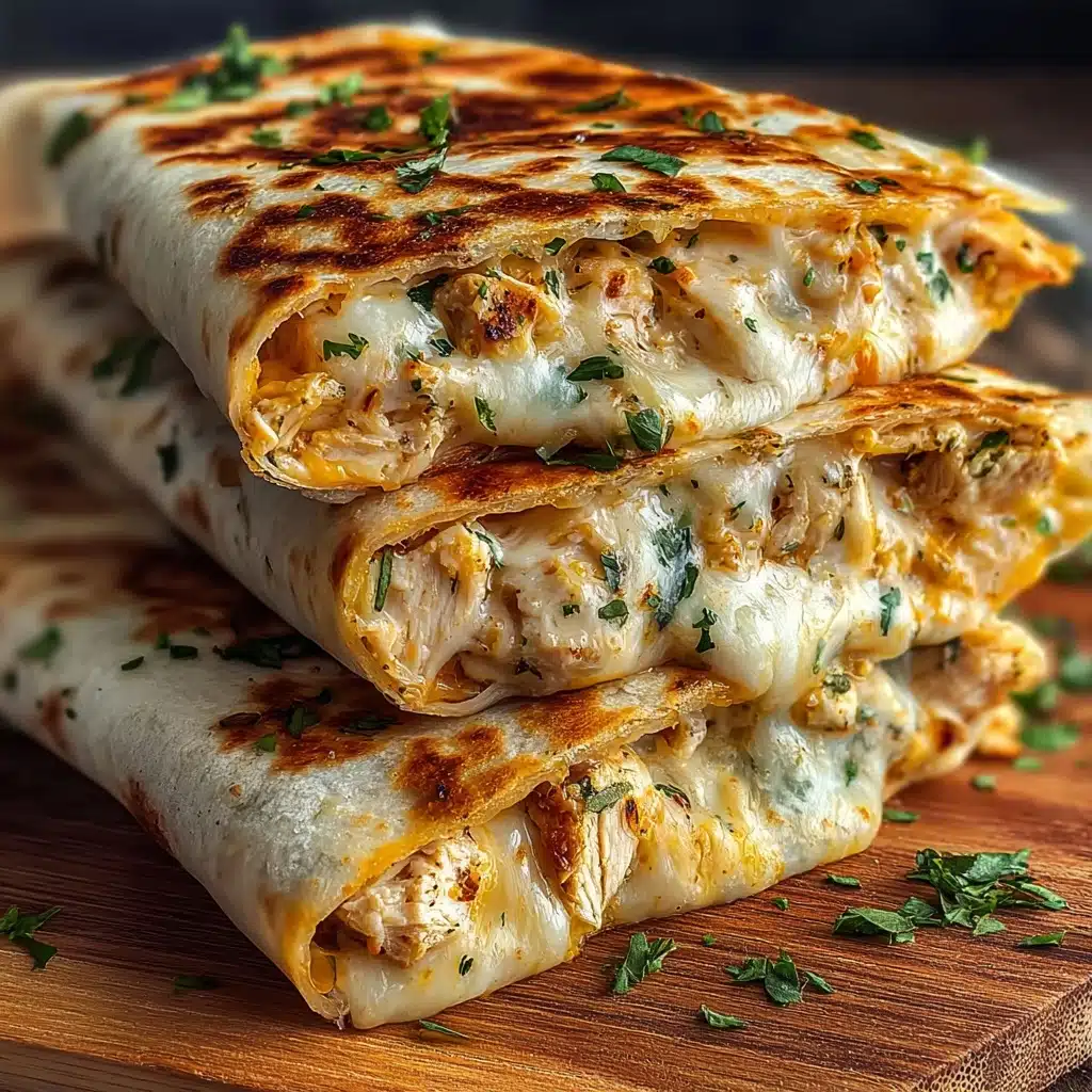 Ooey-Gooey Cheesy Garlic Chicken Wraps Recipe - Recipe Image