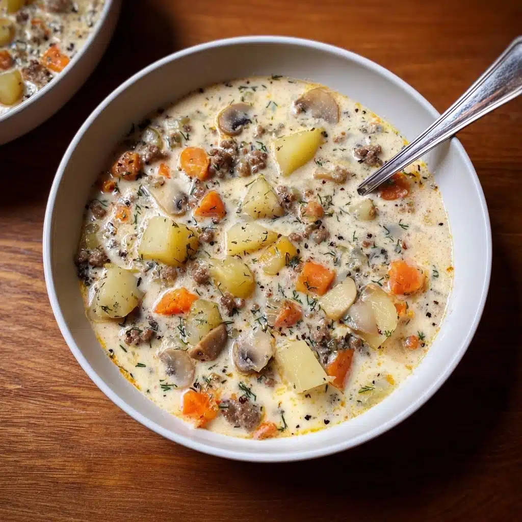 Cheesy Hamburger Potato Soup (Simple Recipe - Recipe Image