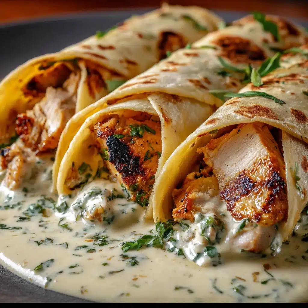 Savory Chicken Wraps with Garlic Cream Sauce Recipe