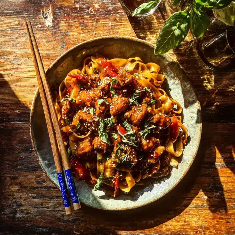 Crispy Garlic Chicken Drunken Noodles Recipe