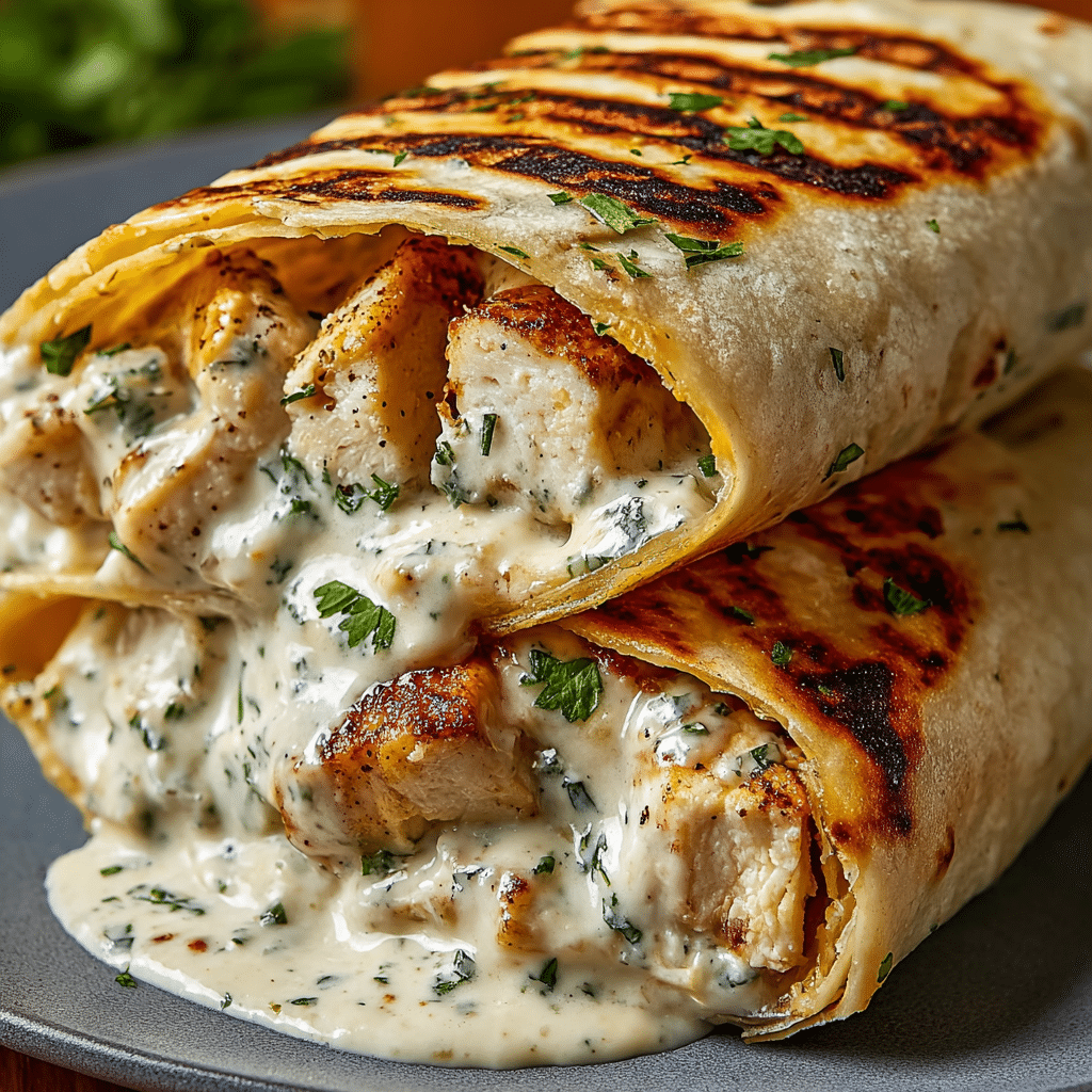 Savory Chicken Wraps with Garlic Cream Sauce Recipe - Recipe Image
