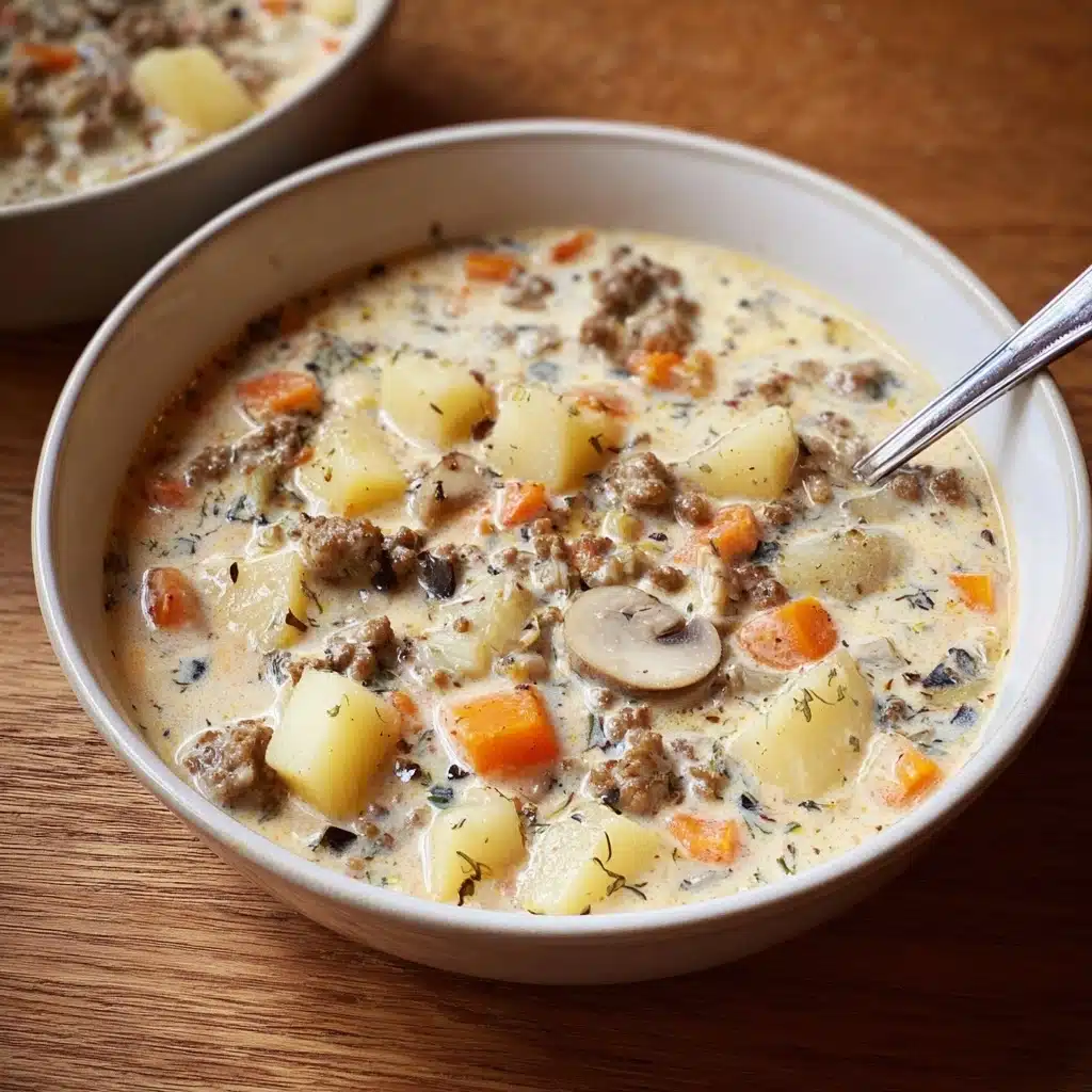 Cheesy Hamburger Potato Soup (Simple Recipe