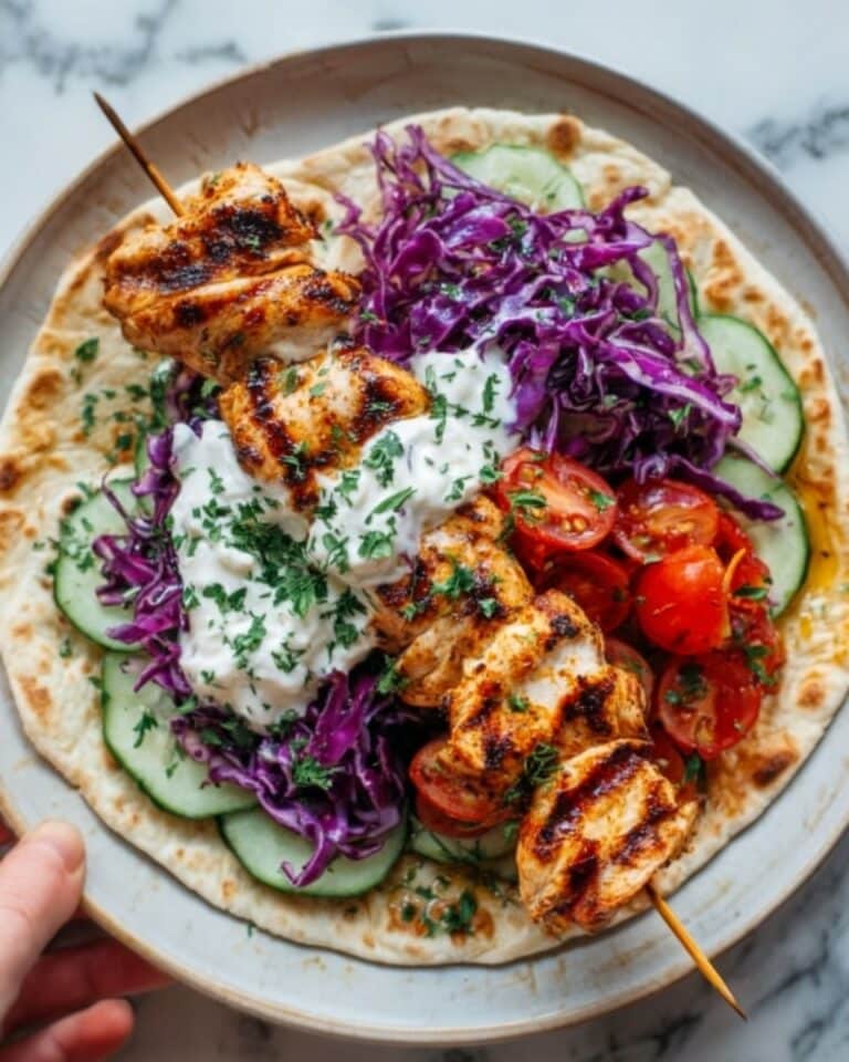 Grilled Chicken Flatbread Wrap with Fresh Veggies & Yogurt Sauce Recipe