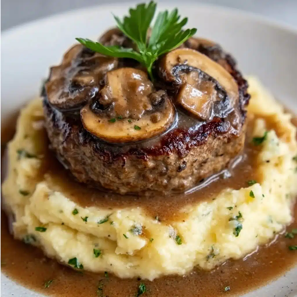 Receta de Bistec Jugoso con Salsa Cremosa y Puré Recipe