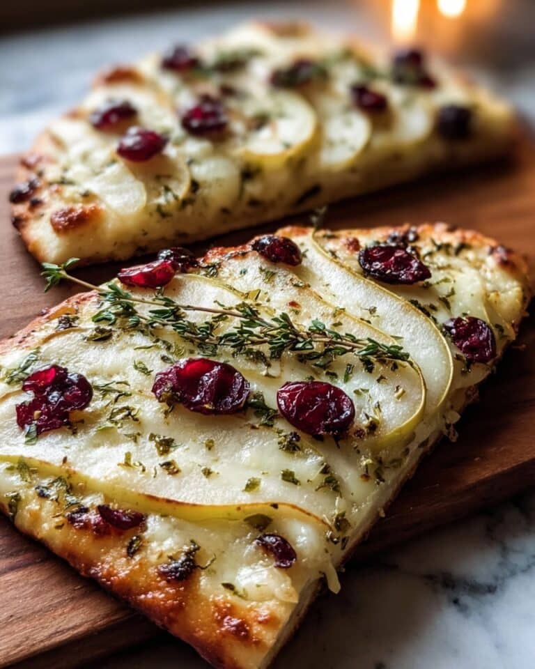 Pear, Brie, and Cranberry Flatbread with Thyme Recipe