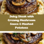 Receta de Bistec Jugoso con Salsa Cremosa y Puré Recipe