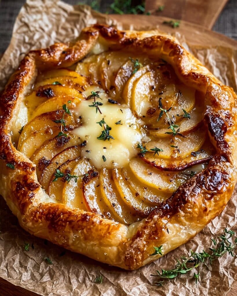 Golden Baked Brie with Caramelized Apples and Thyme Recipe