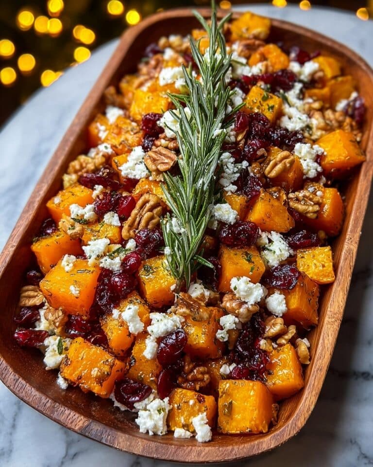 Caramelized Butternut Squash with Feta, Walnuts, and Cranberry-Honey Glaze Recipe