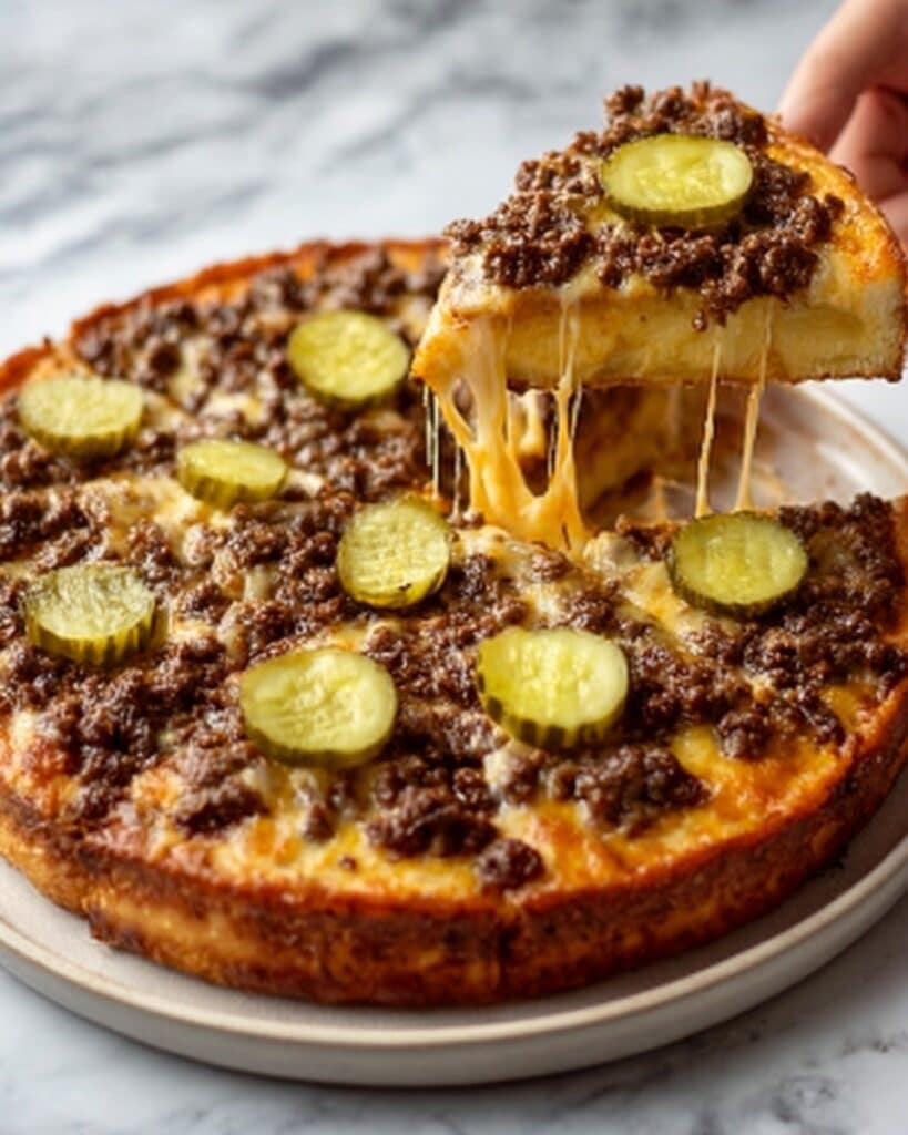 Insane Double Cheeseburger Pizza with Garlic Butter Crust Recipe
