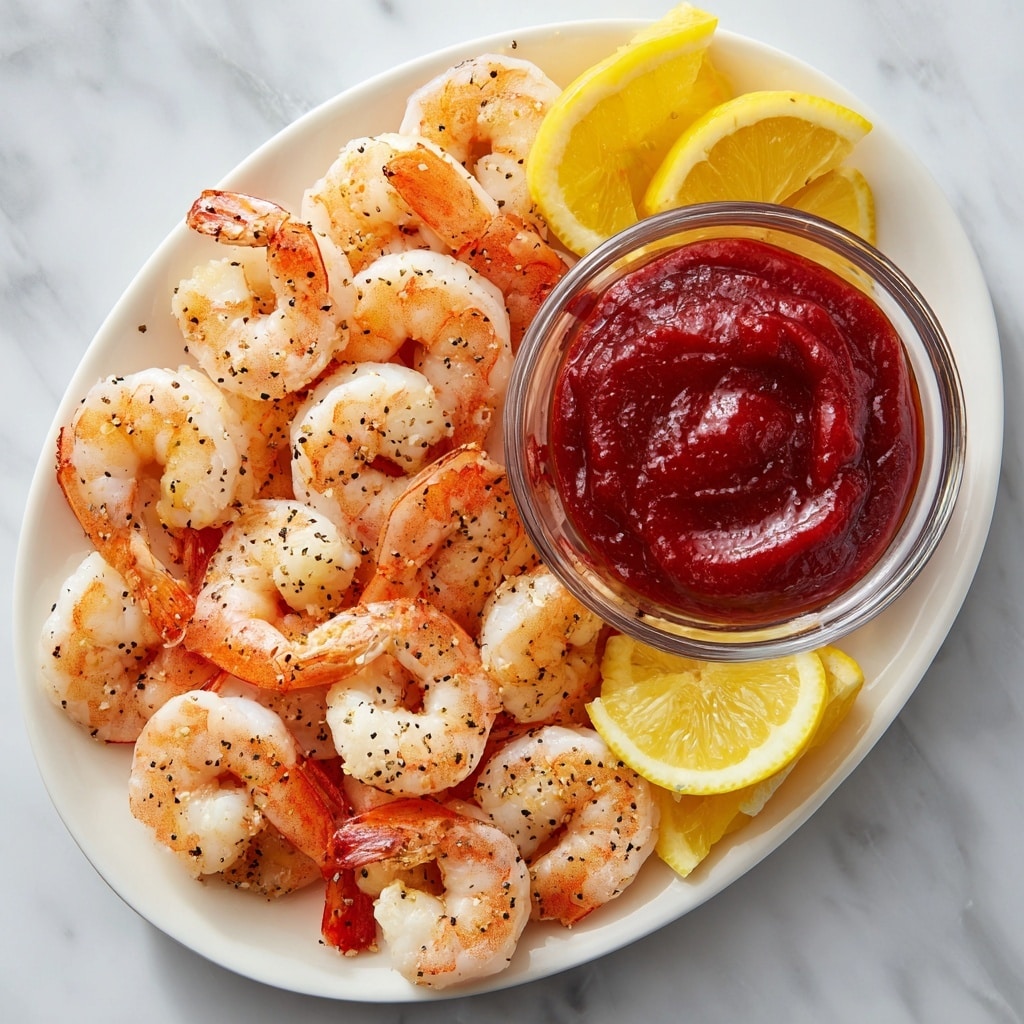 A metal baking tray is filled with a single layer of cooked shrimp, arranged loosely in rows. Each shrimp is curled into a crescent shape, showing a bright orange outer shell and soft white inner flesh, speckled with black pepper. The tails are left on, adding a darker reddish touch at one end. The baking tray has a textured, slightly worn surface visible between the shrimp. The overall colors are warm orange, white, and hints of black seasoning, set against the metallic tray on a white marbled textured background. photo taken with an iphone --ar 4:5 --v 7