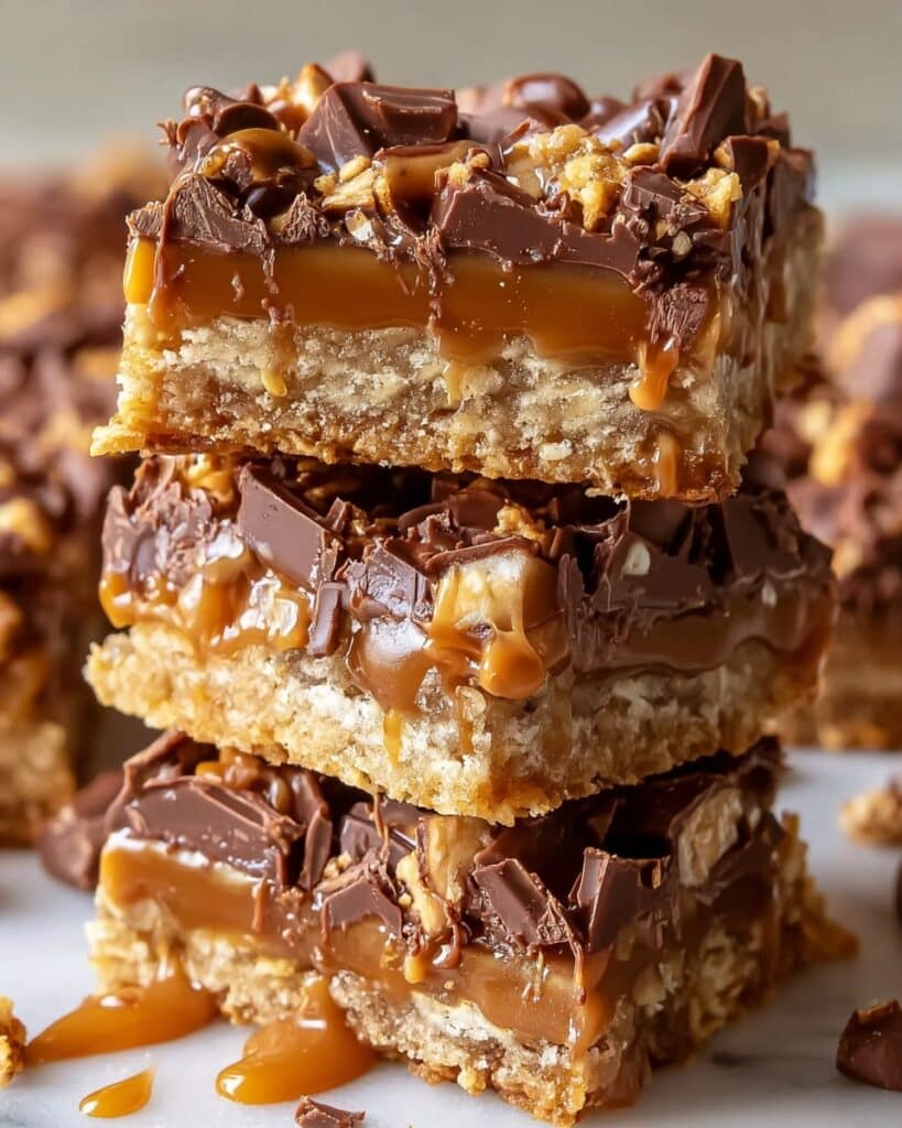 Caramel Chocolate Crunch Bars | Easy Dessert Treats Recipe