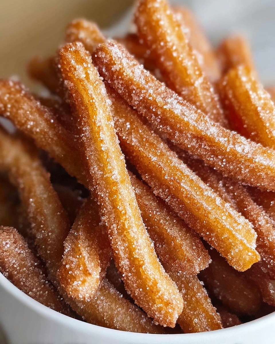 A close-up image showing a pile of golden-brown churros covered in a sparkling layer of sugar and cinnamon, each churro having a ridged texture and cylindrical shape. The churros are stacked haphazardly inside a bowl that is white, with the background replaced by a white marbled texture. The sugar crystals catch the light, creating a sparkling effect over the entire surface of the churros, highlighting their crispy exterior. photo taken with an iphone --ar 4:5 --v 7