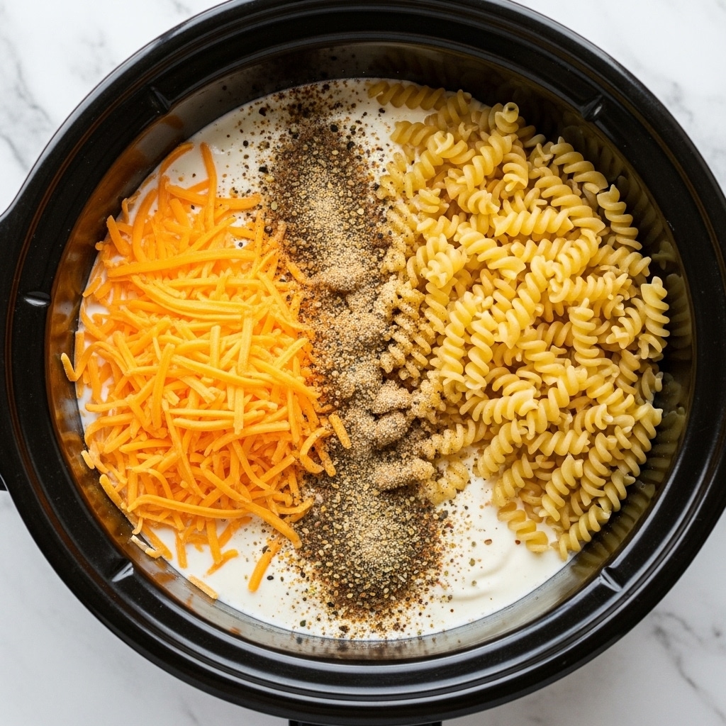 This image shows a close-up view of creamy macaroni and cheese inside a black pot. The dish is made of small elbow macaroni pasta covered in smooth, bright yellow cheese sauce that looks rich and thick. The pasta is piled up in the pot, filling it almost to the top. The black pot edges show some cheese sauce smeared around, giving a sense of fresh cooking. A black spoon is partially visible on the right side, scooping the cheesy pasta. The whole scene is set on a white marbled texture background. photo taken with an iphone --ar 4:5 --v 7