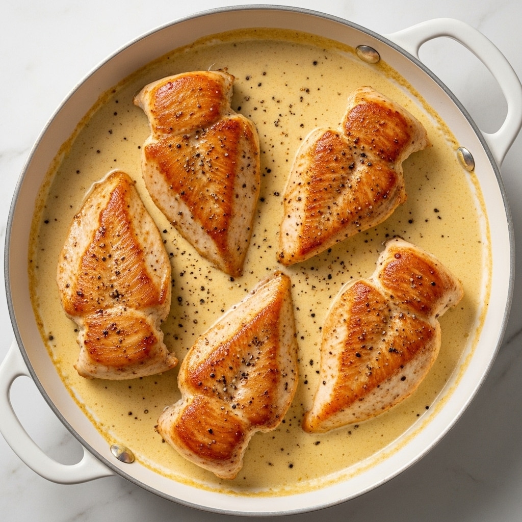 A close-up of a light beige creamy soup with a smooth texture in a white bowl with a subtle gray rim. The soup has small green herb pieces scattered inside and is topped with a light sprinkling of black pepper evenly spread on the surface. A silver spoon is partially dipped into the soup near the upper right side, showing some soup and herbs on it. The background is a white marbled texture. photo taken with an iphone --ar 4:5 --v 7