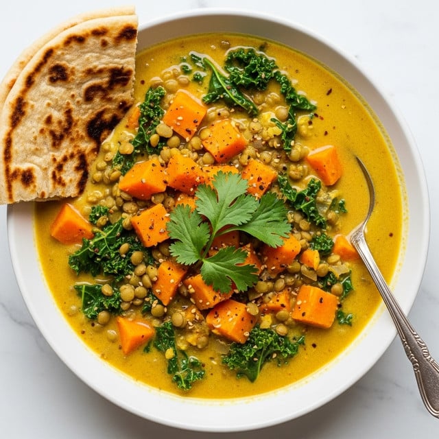 Ginger Sweet Potato and Coconut Milk Stew with Lentils and Kale Recipe