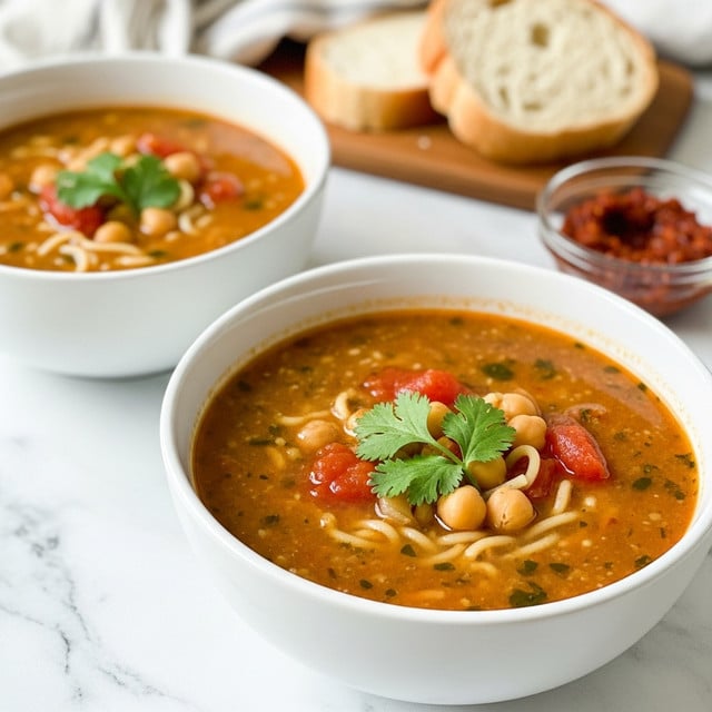 Moroccan Harira Soup with Chicken, Lentils, Chickpeas, and Saffron Recipe