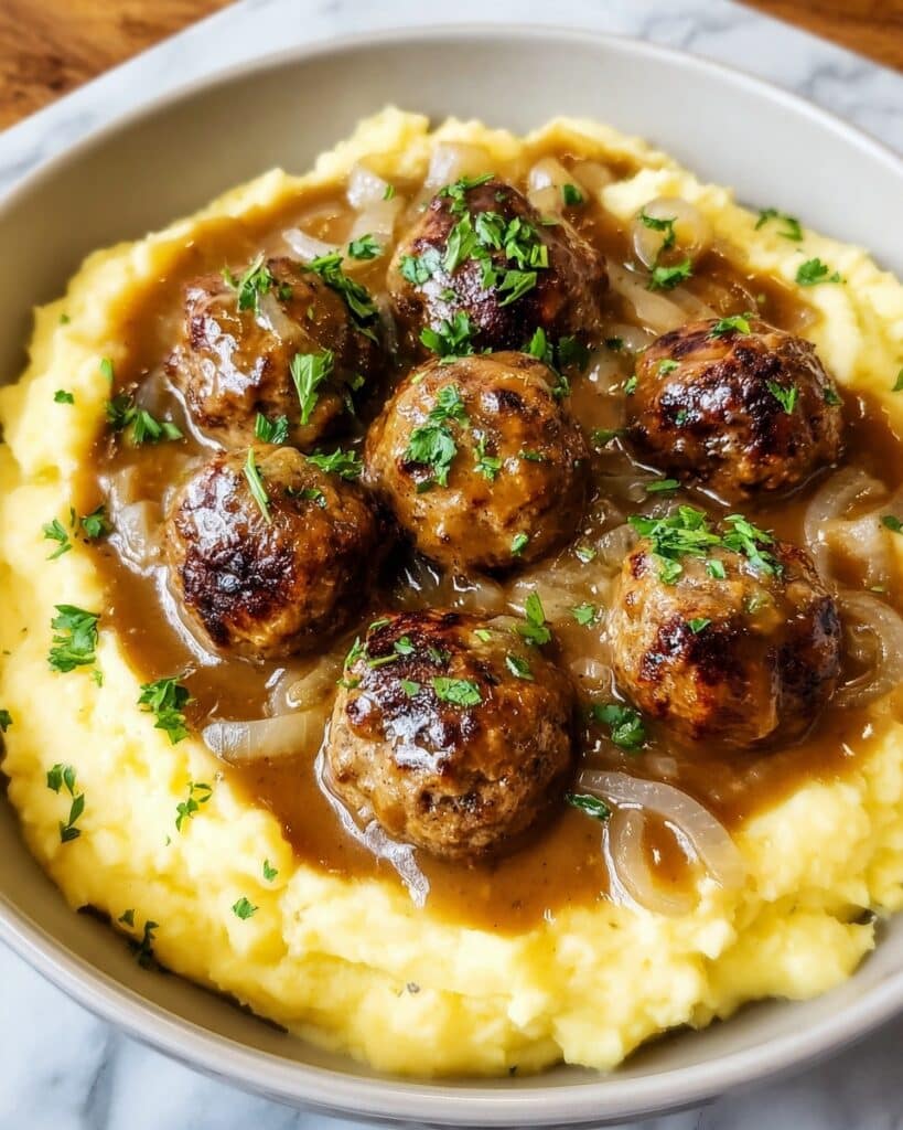 Salisbury Steak Meatballs with Rich Onion Gravy Recipe