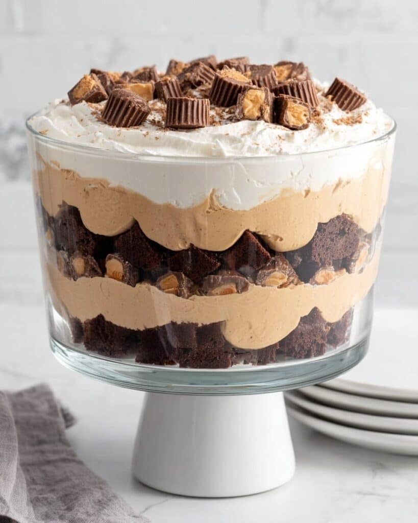 Heaven in a Bowl: Layered Brownie, Peanut Butter, and Reese’s Trifle Recipe