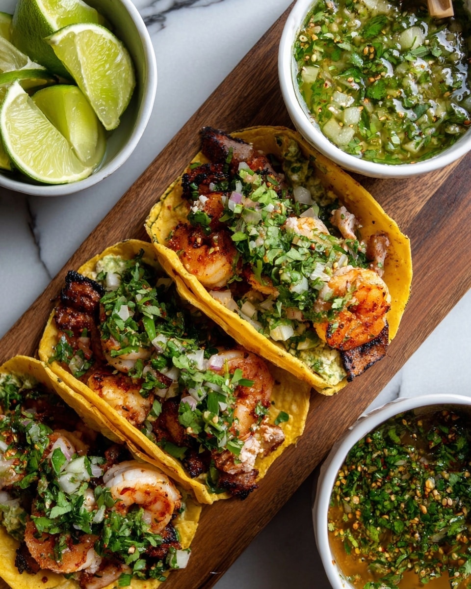 Steak and Shrimp Tacos with Chimichurri Recipe