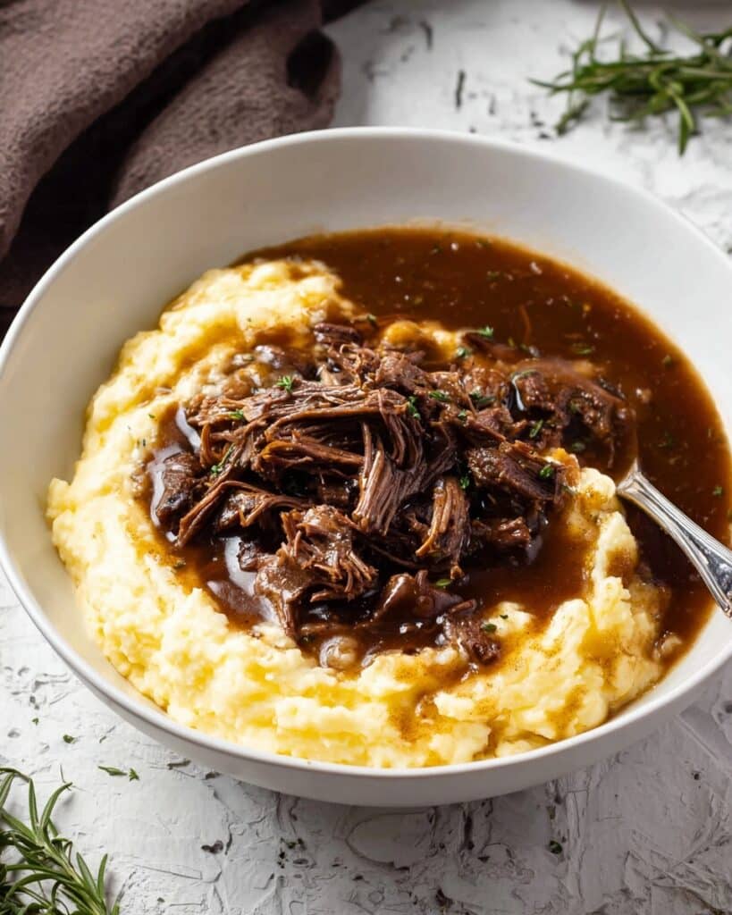 Brisket with Mashed Potatoes and Rich Gravy Recipe