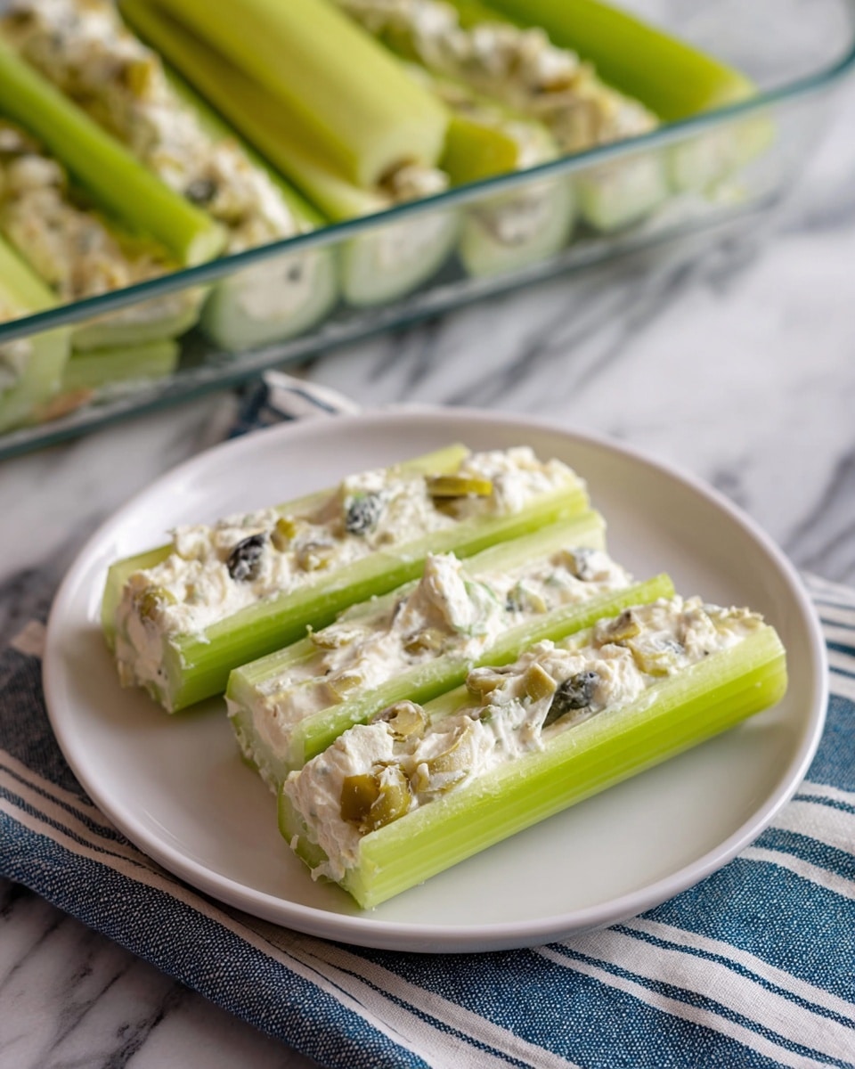 Martini Sticks: Cream Cheese and Blue Cheese Stuffed Celery with Olives Recipe