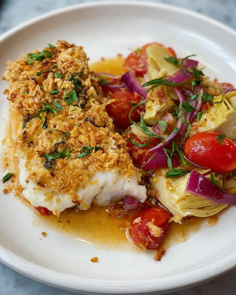 One Pan Mediterranean Crispy Cod Recipe