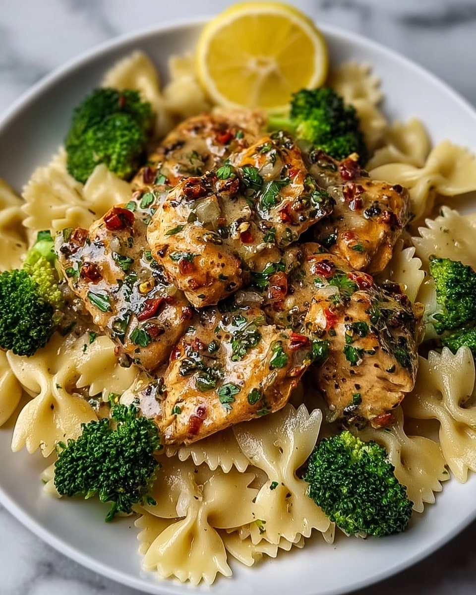 Cowboy Butter Lemon Bowtie Chicken with Broccoli Recipe